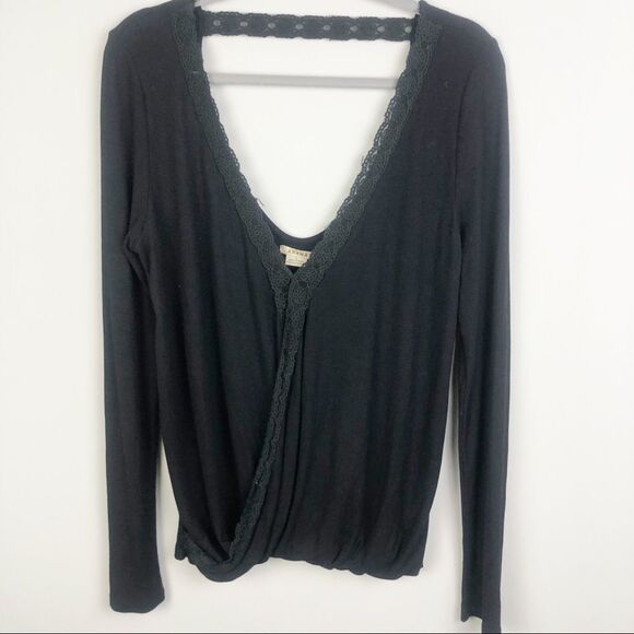 ANAMA | Faux Wrap Black Top Deep V Back Strap Large - Picture 1 of 9